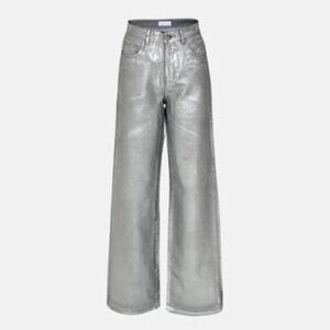 Hanifa Silver Metallic Jeans Zaya NWT